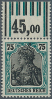 17962 Deutsches Reich - Inflation: 1919, 75 Pf. Freimarke Germania, Postfrisch Mit Fehlfarbe Des Rahmens " - Lettres & Documents