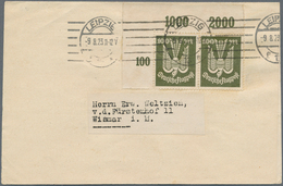 18004A Deutsches Reich - Inflation: 1923, 100 M Schwärzlichgrauoliv Holztaube, Oberes Linkes Eckrandpaar Al - Covers & Documents