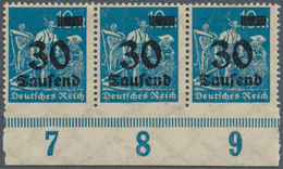 18014 Deutsches Reich - Inflation: 1923, 30 Tsd Auf 10 Mark Ultramarin Im Waagerechten Unterrand-3er-Strei - Brieven En Documenten