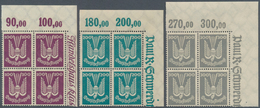 18035 Deutsches Reich - Weimar: 1924, Flugpost Holztaube, 5 Pfg. Bis 300 Pfg., Kompletter 4er-Block-Satz, - Unused Stamps