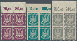 18036 Deutsches Reich - Weimar: 1924, Flugpost Holztaube, 5 Pfg. Bis 300 Pfg., Kompletter Rand-4er-Block-S - Ongebruikt