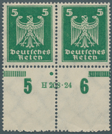 18038 Deutsches Reich - Weimar: 1924, 5 Pfg. Reichsadler Im Waagerechten Unterrandpaar, Dieser Komplett Du - Unused Stamps