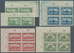 18046 Deutsches Reich - Weimar: 1924/1927, Bauwerke 1 MK. Je Als Eckrandpaar Mit Beiden WZ, 2 MK. - 5 MK. - Unused Stamps