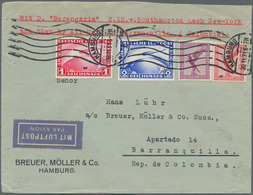 18053 Deutsches Reich - Weimar: 1928, 10 Pf U. 15 Pf Steinadler Sowie 1 RM Und 2 RM Zeppelin, MiF Auf Brie - Neufs
