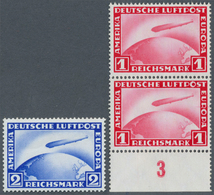 18070 Deutsches Reich - Weimar: 1928, 2 RM Zeppelin, Dazu 1931, 1 RM Zeppelin Als Senkr. Paar Vom Rand, Mi - Unused Stamps