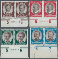 18141 Deutsches Reich - 3. Reich: 1934, Kolonialforscher 3, 6, 12 Pfg. Als Unterrandpaar Mit HAN, 25 Pfg. - Unused Stamps