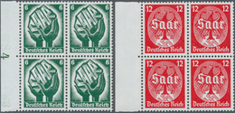 18142 Deutsches Reich - 3. Reich: 1934, Saarabstimmung Als Postfrischer 4-er Blocksatz Vom Linken Seitenra - Unused Stamps