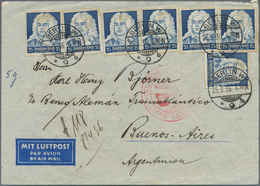 18150 Deutsches Reich - 3. Reich: 1935, 7 X 25 Pf Händel, MeF Auf Luftpostbrief (5g) Von BERLIN W9, 25.3.3 - Unused Stamps