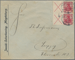 18240 Deutsches Reich - Zusammendrucke: 1912, 2 X Waager. Zusammendruck "X+10 Pf" Germania Dkl'rotkarmin, - Zusammendrucke