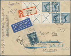 18252 Deutsches Reich - Zusammendrucke: 1931: Flugpost 20 Pfg Mit 3 Leerfeldern Und 2 Leerfeldern (W21.2) - Zusammendrucke