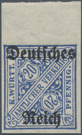 18259 Deutsches Reich - Dienstmarken: 1920, 20 Pf. Aufdruck ''Deutsches Reich" Mit WZ Y, Ungezähnt Vom Ober - Dienstzegels