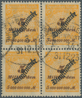 18268 Deutsches Reich - Dienstmarken: 1923, Freimarke 5 Milliarden Mit "Schlangenaufdruck", Viererblock Ge - Dienstzegels