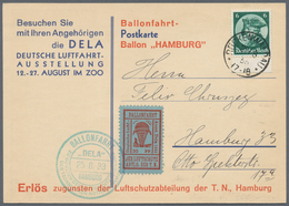 18285 Deutsches Reich - Halbamtliche Flugmarken: 1933: Dela-Ballonmarke 30 Pfg. Rot Auf Mattkobalt Mit Aba - Poste Aérienne & Zeppelin