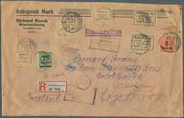 18286 Deutsches Reich - Lokalausgaben 1918/23: 1923, Fünf Borek Gebühren-Zettel (15.000, 30.000, 50.000 Un - Lettres & Documents