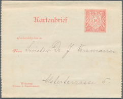 18303 Deutsches Reich - Privatpost (Stadtpost): HAMBURG, Privatpost 10 (Pf) Rosa, 3teiliger Kartenbrief Mi - Private & Local Mails