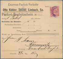 18309 Deutsches Reich - Privatpost (Stadtpost): 1891, LIMBACH Sa., Express-Packet-Verkehr Otto Köhler: 10 - Private & Local Mails