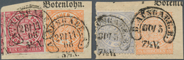 18356 Deutsches Reich - Hufeisenstempel: Leipzig 1868: Zwei Briefstücke Mit Je 2 NDP-Marken Und Je 2x Hufe - Maschinenstempel (EMA)