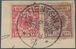 18405 Deutsche Post In China - Vorläufer: 1895: 10 Pf. Mittelkarminrot, Dunkelgelb Quarzend, Zusammen Mit - Chine (bureaux)