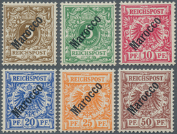 18463 Deutsche Post In Marokko: 1899, 3 Pfg. - 50 Pfg. Krone/Adler Mit Diagonalem (48°) Aufdruck Ohne Wert - Morocco (offices)