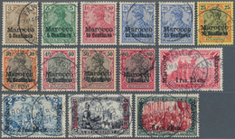 18467 Deutsche Post In Marokko: 1900, 3 C. Auf 3 Pfg. - 6 P. 25 C. Auf 5 Mark Freimarken Reichspost Mit Au - Maroc (bureaux)