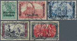 18470 Deutsche Post In Marokko: 1903, 5 Cents Auf 5 Pfg. - 6 P. 25 Cents Auf 5 Mark Mit "fettem" Aufdruck - Deutsche Post In Marokko