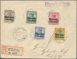 18492 Deutsche Post In Marokko - Stempel: "LARACHE" K1, Marokko 30.9.08, Einschreibe-Brief Mit R-Zettel Ty - Deutsche Post In Marokko