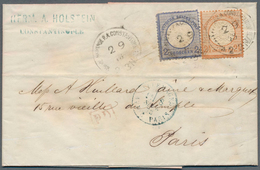 18499 Deutsche Post In Der Türkei - Vorläufer: 1872, 2 Gr Ultramarin Und 2 1/2 Gr Rötlichbraun, MiF Auf Ko - Turquie (bureaux)
