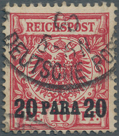 18515 Deutsche Post In Der Türkei: 1899, 20 Para Auf 10 Pf. Dunkelrosa, Seltenste Farbe, Farbfrisches Kabi - Deutsche Post In Der Türkei