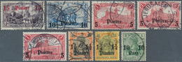 18526 Deutsche Post In Der Türkei: 1905. Lot Von 8 Sauber Gestempelten Marken Mit Fraktur-Aufdrucken. Mi.- - Deutsche Post In Der Türkei
