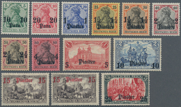 18527 Deutsche Post In Der Türkei: 1905, 10 Pa Auf 5 Pfg. Bis 25 Pia Auf 5 Mark Germania Mit Überdruck Als - Turkey (offices)