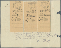 18538 Deutsche Post In Der Türkei: 1918, Drei Postanweisungsabschnitte Mit Aufgabestempel "DEUTSCHE FELDPO - Deutsche Post In Der Türkei