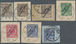 18619 Deutsch-Südwestafrika: 1897, 3 Pfg. - 20 Pfg. Krone/Adler Mit Aufdruck Auf Briefstücken, Zusätzlich - Deutsch-Südwestafrika