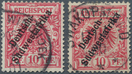 18624 Deutsch-Südwestafrika: 1898/99. 10 Pf Krone/Adler "Deutsch- / Südwestafrika", 1x B-Farbe Und 1x C-Fa - Sud-Ouest Africain Allemand