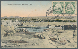 18634 Deutsch-Südwestafrika: 1912, 5 Pfg Grün Im Paar Vorderseitig Auf Ansichtskarte "Heisse Quellen Von W - German South West Africa
