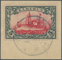 18671 Deutsche Kolonien - Kamerun: 1900, 5 Mark Kaiseryacht Ohne Wasserzeichen, Luxus-Briefstück Mit Gutem - Kameroen