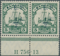 18675 Deutsche Kolonien - Kamerun - Britische Besetzung: 1915, 1/2 D. Auf 5 Pfg. Kaiseryacht, Waagerechtes - Kamerun