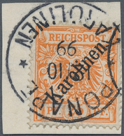 18692 Deutsche Kolonien - Karolinen: 1899, 25 Pfg. Mit Diagonalem Aufdruck Auf Briefstück Mit übergehendem - Karolinen