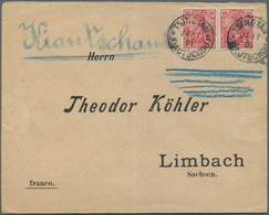 18706 Deutsche Kolonien - Kiautschou - Mitläufer: 1901-1906, Brief Mit Paar 10 Pf Germania Reichspost Von - Kiautschou