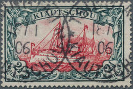 18721 Deutsche Kolonien - Kiautschou: 1906. 2½ $ Schiffstype, 26:17 Zähnungslöcher, Gestempelt "Tsingtau 1 - Kiauchau