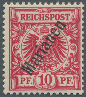 18741 Deutsche Kolonien - Marianen: 1900. 10 Pf Adler, Steiler Aufruck, Lilarot, Postfrisch. Befund Jäschk - Mariannes