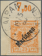 18742 Deutsche Kolonien - Marianen: 1900. 25 Pf Krone/Adler Aufdruck "Marianen", Gestempelt "SAIPAN 19/5 ° - Mariannes