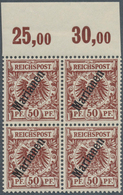 18749 Deutsche Kolonien - Marianen: 1900, 50 Pfg. Krone/Adler Mit Steilem Aufdruck Als Viererblock Vom Obe - Mariana Islands