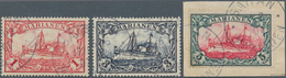 18752 Deutsche Kolonien - Marianen: 1901. Schiffstype 5 Mark Auf Briefstück, Signiert Pfenninger, Dazu 3 M - Mariana Islands