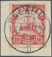 18810 Deutsche Kolonien - Samoa - Stempel: 1911, Sauber Und Zentrisch Gestempeltes Briefstück Mit Komplett - Samoa