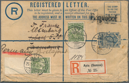 18812 Deutsche Kolonien - Samoa - Besonderheiten: 1909, Neuseeland/Niue, 3d Blau Einschreibe-GSU Mit Zusat - Samoa