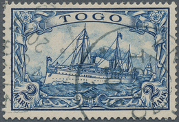 18827 Deutsche Kolonien - Togo: 1908, 2 M Kaiseryacht, Sauber Gestempelte Marke Mit PLATTENFEHLER "'Wolke' - Togo