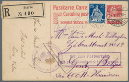 18851 Deutsche Besetzung I. WK: Landespost In Belgien: 1918, Schweiz: 10 C Ganzsachenkarte Mit Zfr 25 C St - Bezetting 1914-18