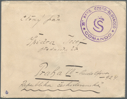 18882 Feldpost 1. Weltkrieg: 1918/1919, Czechoslovakia Fieldpost In Italy: Stampless Cover With Violet Han - Sonstige & Ohne Zuordnung