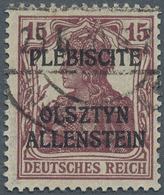18889 Deutsche Abstimmungsgebiete: Allenstein: 1920, 15 Pf Freimarke Germania Mit Höherstehendem Aufdruck - Andere & Zonder Classificatie