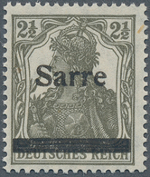 18922 Deutsche Abstimmungsgebiete: Saargebiet: 1920, 2 1/2 Pfg. Germania-Sarre Dunkelgrüngrau, Type I, Pos - Other & Unclassified